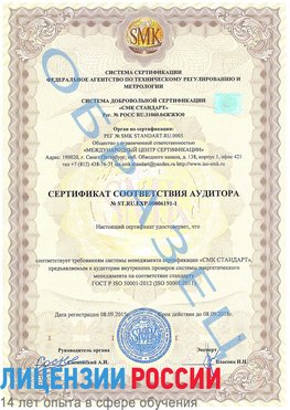 Образец сертификата соответствия аудитора №ST.RU.EXP.00006191-1 Вешенская Сертификат ISO 50001
